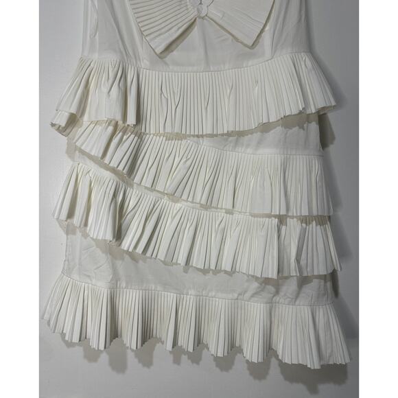 Celia B Bjorn Dress White Crisp Cotton Size Large NWT Pleated Ruffled Trim - Picture 8 of 16